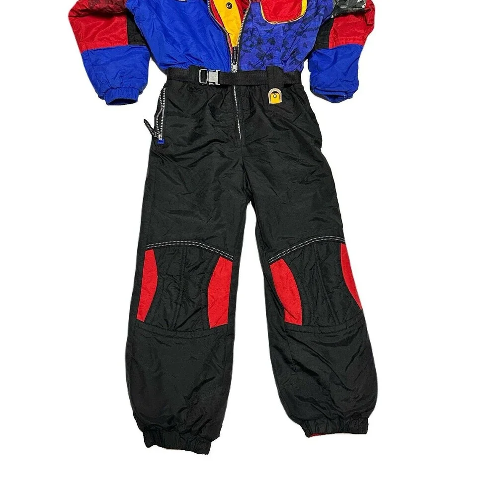 80s Vintage Obermeyer Kids Size 7 Retro One Piece Reversible Snowsuit Snow Bib
